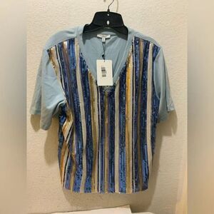 New with tags Joh Apparel Top Blue sequin size Medium